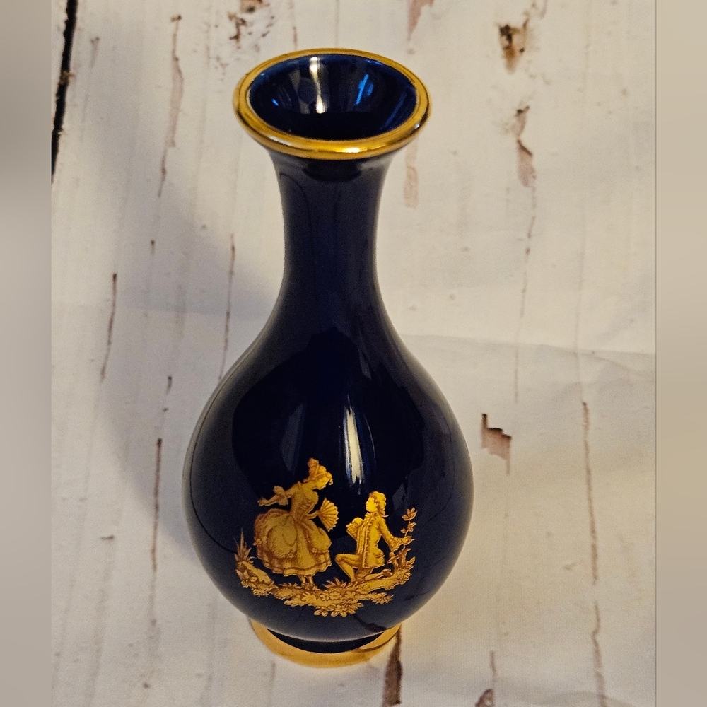 Vintage Small Blue European Design Vase